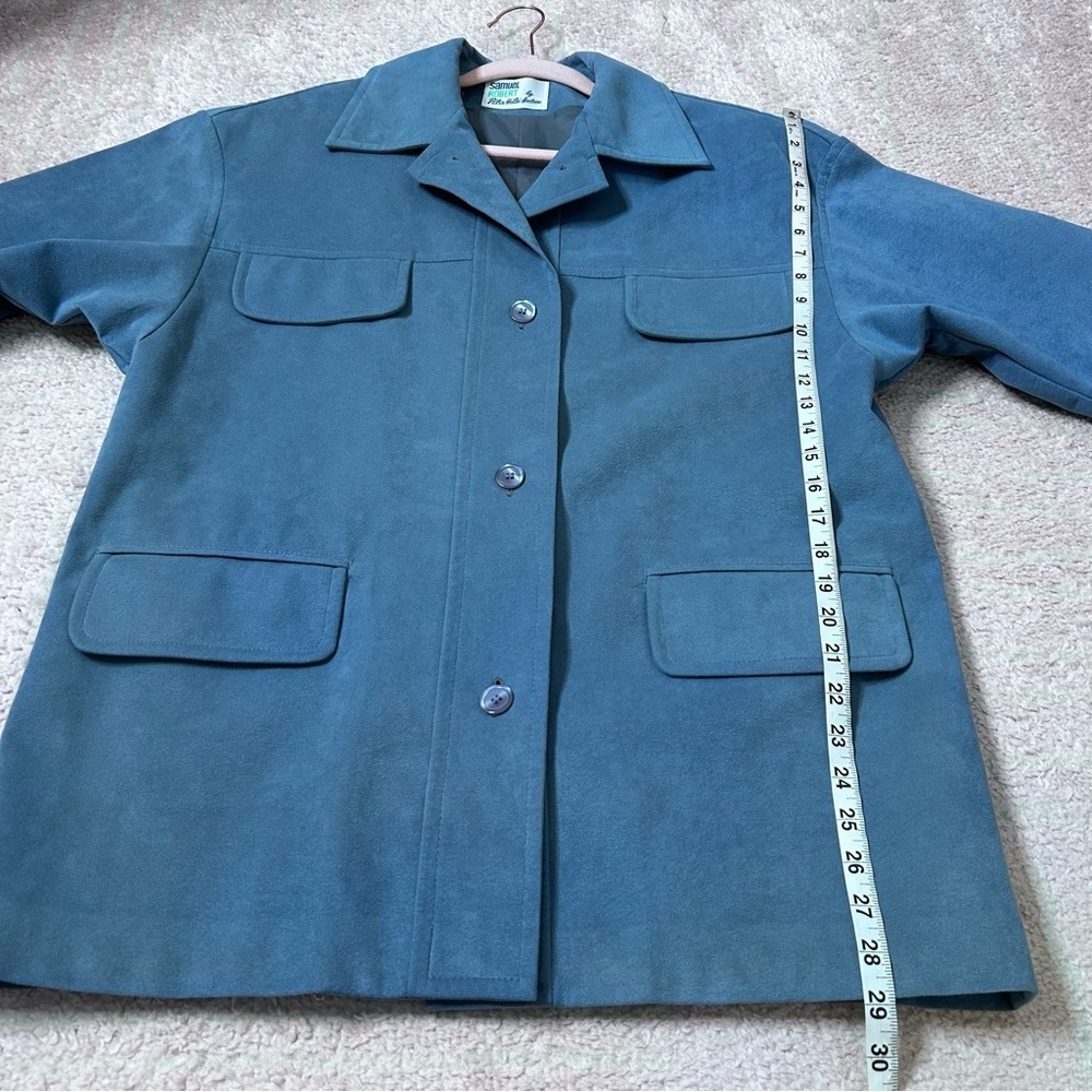 VNTG Samuel Robert Dust Blue Chore Coat Driving Coat Ultra Suede Size 12 - Picture 9 of 13